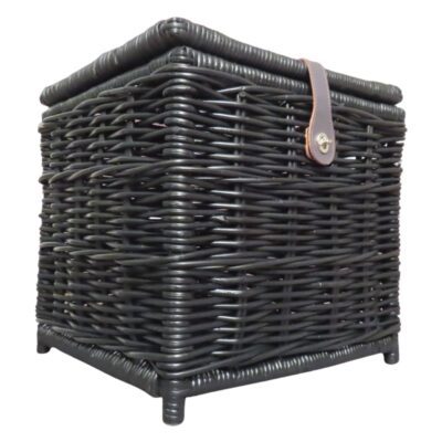 Zwarte rotan mand met deksel