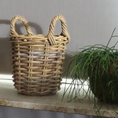 Ronde rieten plantenmandje