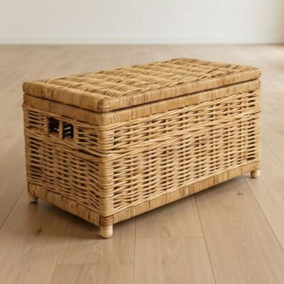 Rechthoekige rieten mand naturel