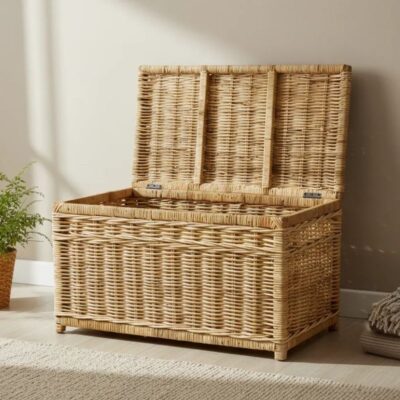 Rieten naturel opbergkist