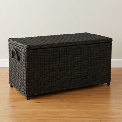 Grote zwarte mand met deksel