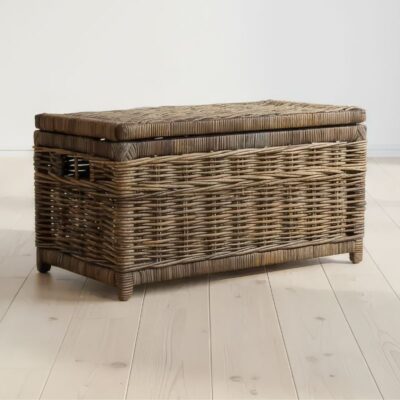 Bruine rotan opbergmand met deksel