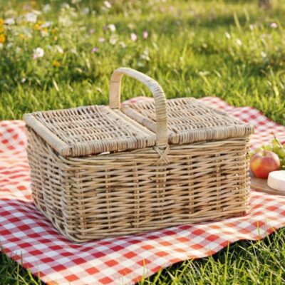 Rieten naturel picknickmand