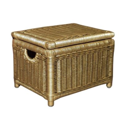 Gouden rotan mand met deksel