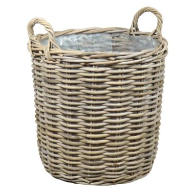 Ronde rotan mand met plastic en hengsels