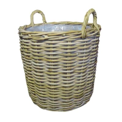 Ronde rotan mand met plastic en hengsels