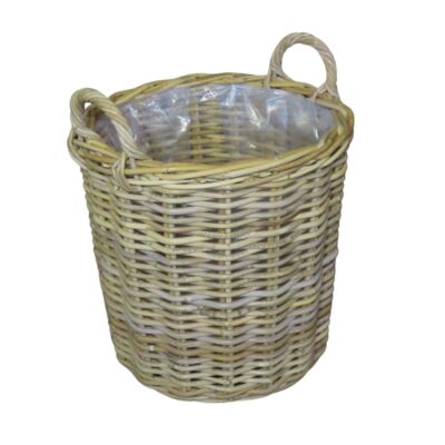 Ronde rotan mand met plastic en hengsels