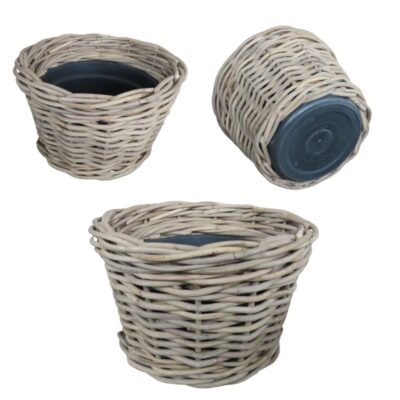 Ronde rotan mand met hard plastic